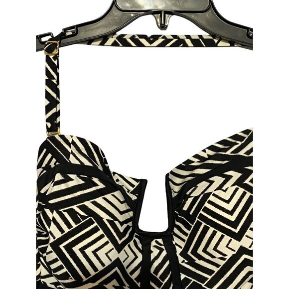 Island Waves Estilo Black & White Swim Suit Top with Halter Strap Women’s 8 NWOT - Picture 2 of 9